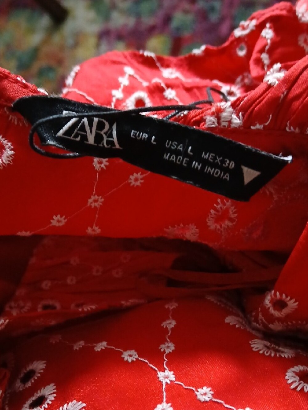 Zara Red Midi Dress with Ruffle V-Neck - Picture 8 of 8